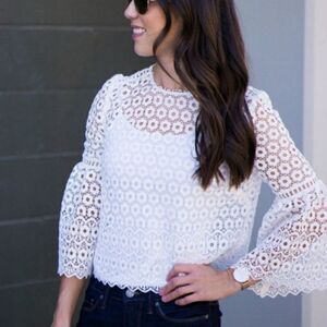 J. Crew White Lace Blouse